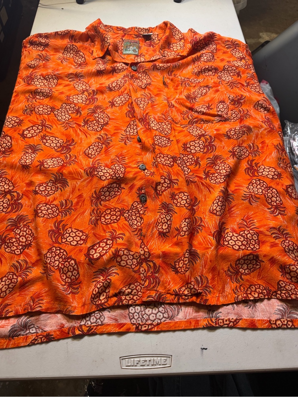 Pineapple Connection Tropical Camp Shirt - Bright Orange